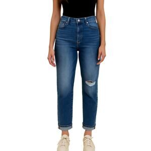 Nature Denim Distressed Mom Jeans Stone Wash NWT Size 32 High Rise